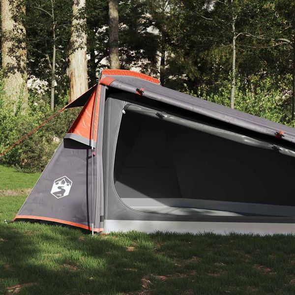 vidaXL Kempingový stan tunelový 2 osoby sivo-oranžový vodeodolný