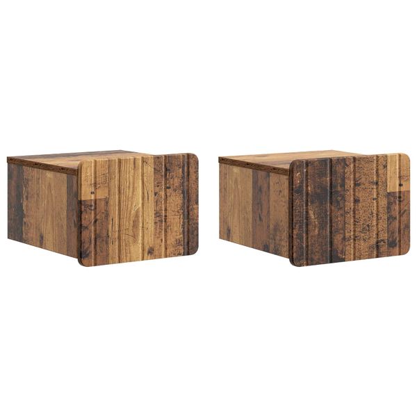 vidaXL Nástenná nočná skrinka 2 pcs Staré drevo 33 x 34,5 x 24 cm