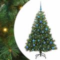 vidaXL Umelý vianočný stromček s 150 LED-i Zelená 150 cm PE a PVC