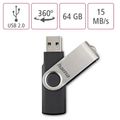 HAMA Rotate, USB Kľúč, 64GB, strieborný/čierny
