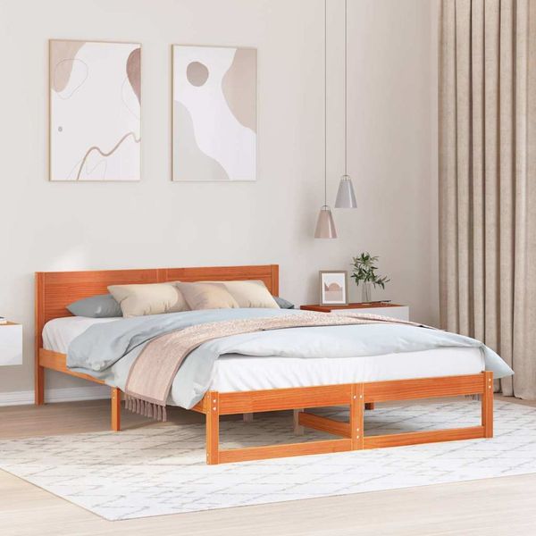 vidaXL Rám postele Včelí hnedý 140 x 200 cm Masívne borovicové drevo