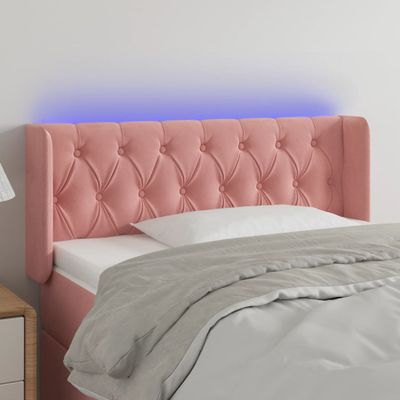 vidaXL Čelo postele s LED ružové 93x16x78/88 cm zamat