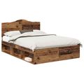 vidaXL Rám postele Staré drevo 140 x 190 cm Masívne borovicové drevo