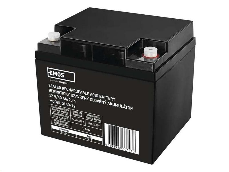 Baterie olověná 12 V / 40 Ah EMOS bezúdržbový akumulátor M6