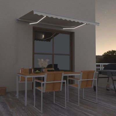 vidaXL Ručne zaťahovacia markíza s LED 350x250 cm krémová
