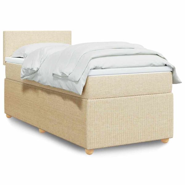 vidaXL Boxspring posteľ s matracom krémová 100x200 cm látka