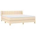 vidaXL Posteľný rám boxspring s matracom krémový 160x200 cm látka