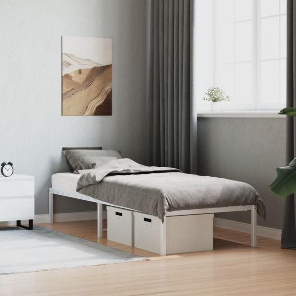 vidaXL Kovový posteľný rám biely 80x200 cm