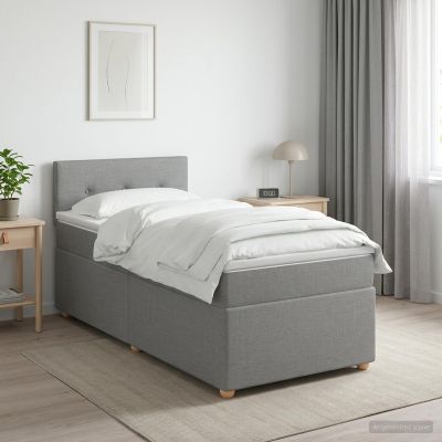 vidaXL Posteľ boxspring s matracom Svetlosivá 90 x 190 cm Látka