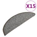 vidaXL Kobercové nášľapy na schody 15 ks sivé 56x17x3 cm
