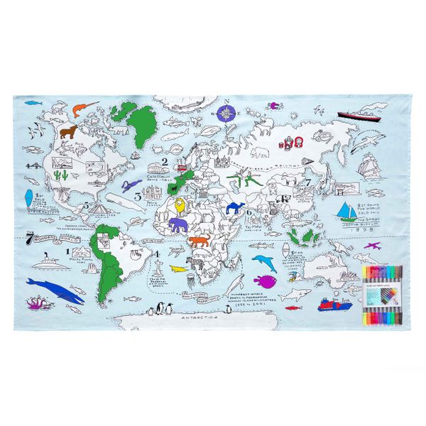 Obrus na vyfarbenie World map Vymaľuj a oper