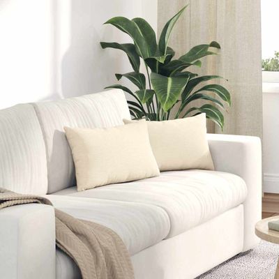 vidaXL Vankúše na pohovku 2 pcs Krémová 50 x 30 cm Kordúrová tkanina