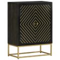 vidaXL Komoda s 2 dverami čierno-zlatá 55x30x75 cm masívny mangovník