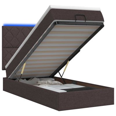 vidaXL Ottoman posteľ s matracom a LED Tmavohnedá 100 x 200 cm Látka