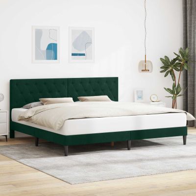 vidaXL Rám postele s čelnou doskou Tmavozelená 180 x 200 cm Zamat