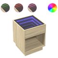 vidaXL Nočný stolík s nekonečnými LED dub sonoma 40x40x50 cm