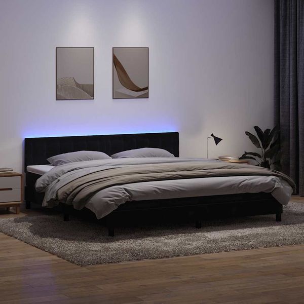 vidaXL Box Spring Posteľ s matracom a LED Čierna 200x210 cm Zamat