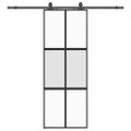 vidaXL Posuvné dvere s kovaním čierne 76x205 cm tvrdené sklo