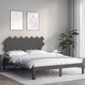 vidaXL Rám postele s čelom sivý 140x190 cm masívne drevo