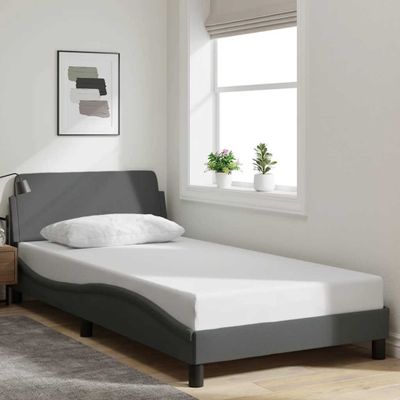 vidaXL Rám postele Dover tmavosivá 100x200 cm látka