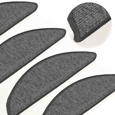 vidaXL Schodové rohože 15 ks 56x17x3 cm béžovo-sivé polkruhové