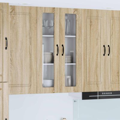 vidaXL Nástenný sklenený kabinet PORTO Sonoma dub 60 x 31 x 100 cm