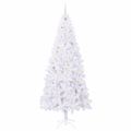 vidaXL Umelý vianočný stromček s 300 LED-i Biela 240 cm PVC a oceľ