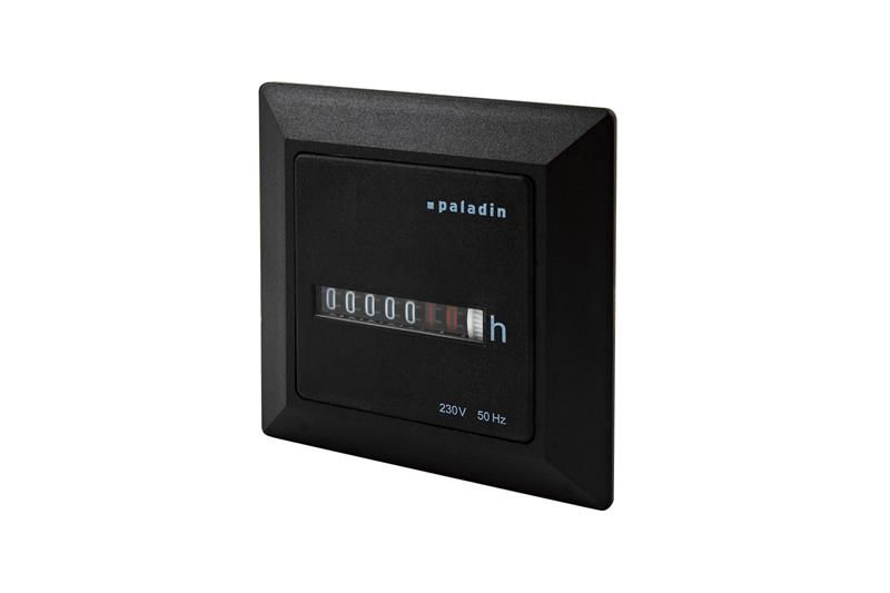 Počítadlo prevádzkových hodín PALADIN BW 40.38, 230V, 50Hz, čierne, do PANELU, s rámom., 72x72mm