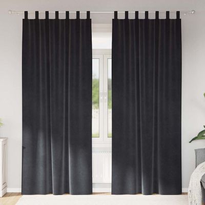 vidaXL Zatemňovacie závesy 2 pcs Tmavo šedá 140 x 245 cm Zamat