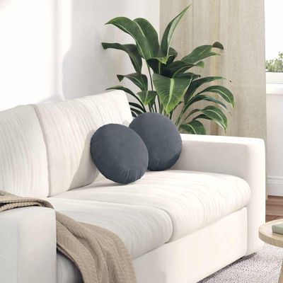 vidaXL Vankúše na sedenie 2 pcs Tmavo šedá Ø30 x 13 cm Zamat
