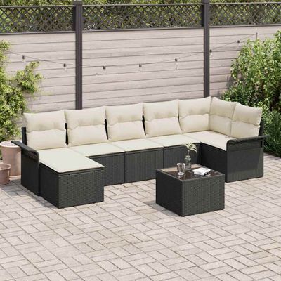 vidaXL Súprava záhradných pohoviek s vankúšom 8 pcs Čierna Poly ratan