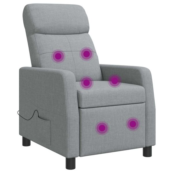 vidaXL Masážne relaxačné kreslo Svetlosivá Látka