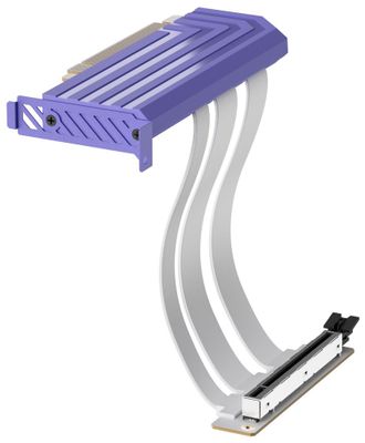 HYTE Riser PCI-E 5.0 / Taro Milk / farebný kryt / Dĺžka: 200mm Kábel, pre VGA, PCIe 5.0 x16, 64GB/s, 30AWG, EMI tienenie, 200mm, biely kábel, fialový kryt