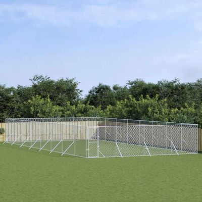 vidaXL Vonkajší koterec pre psov strieborný 8x16x2 m pozinkovaná oceľ