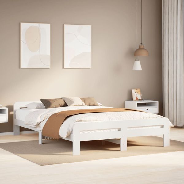 vidaXL Posteľ s matracom biela 140x200 cm masívna borovica