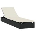 vidaXL Lehátko s okrúhlou strechou čierne 211x57x140 cm polyratan