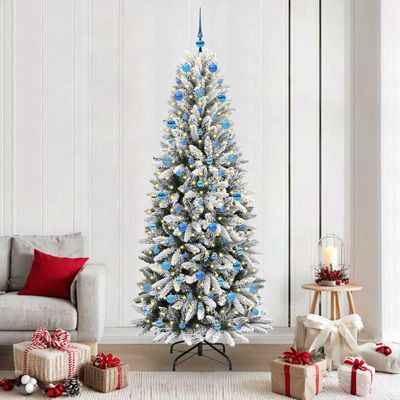 vidaXL Umelý vianočný stromček Biela 210 cm PVC a plast a oceľ a PE