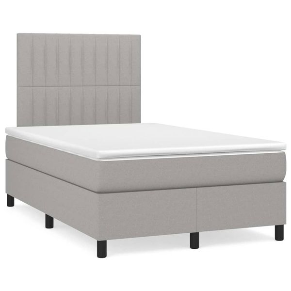 vidaXL Boxspring posteľ s matracom a LED, svetlosivá 120x190 cm, látka