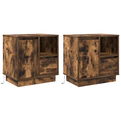 vidaXL Nočný stolík so zásuvkou 2 pcs Dymová dub 50 x 34,5 x 50 cm