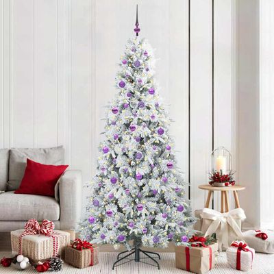 vidaXL Umelý Sklápací Vianočný Stromček Biela 210 cm PE a PVC