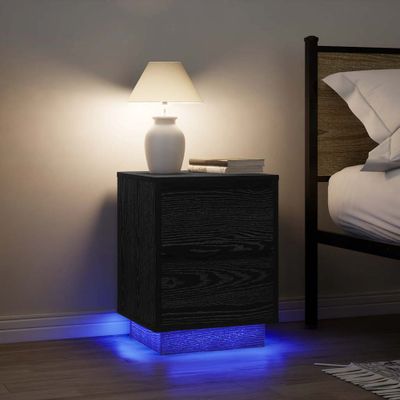 vidaXL Nočné skrinky s LED osvetlením 2 ks Čierna 38x34x50 cm