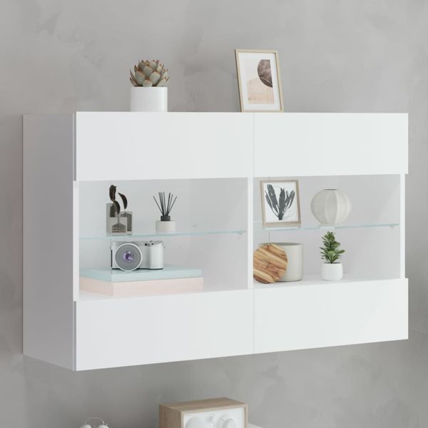 vidaXL TV nástenná skrinka s LED svetlami biela 98,5x30x60,5 cm