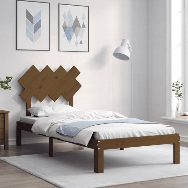 vidaXL Rám postele s čelom medovohnedý 90x200 cm masívne drevo