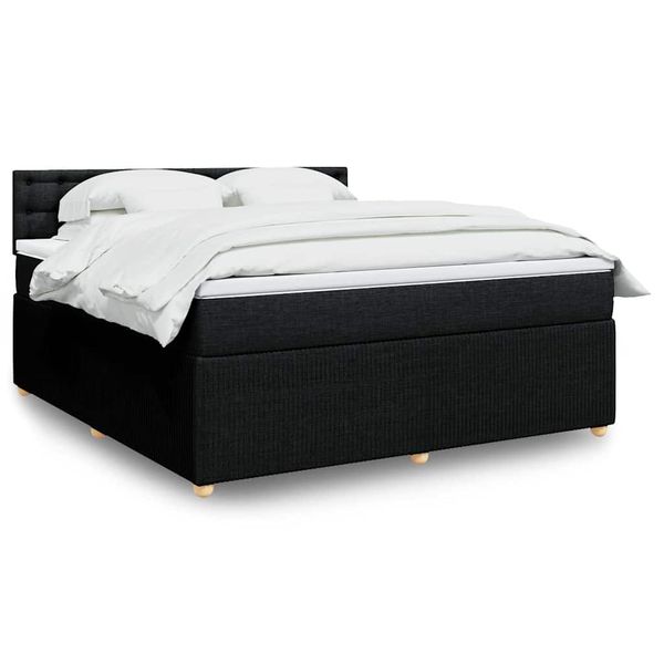 vidaXL Posteľný rám boxspring s matracom čierny 180x200 cm látka