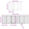 vidaXL Brána pre psa dvere sklad. 9-panel. čierna 450cm topoľové drevo