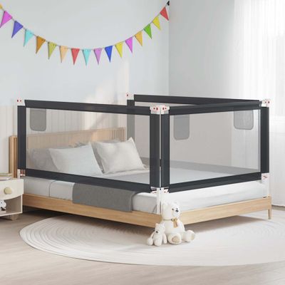 vidaXL Zábrana na detskú posteľ tmavosivá 200x25 cm látka