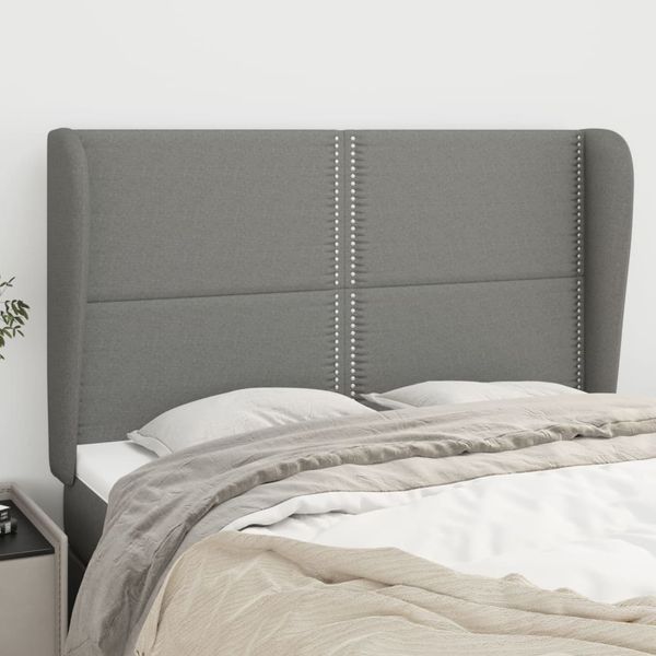 vidaXL Čelo postele so záhybmi tmavosivé 147x23x118/128 cm látka