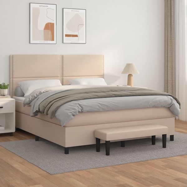 vidaXL Boxspring posteľ s matracom kapučínová 160x200 cm umelá koža