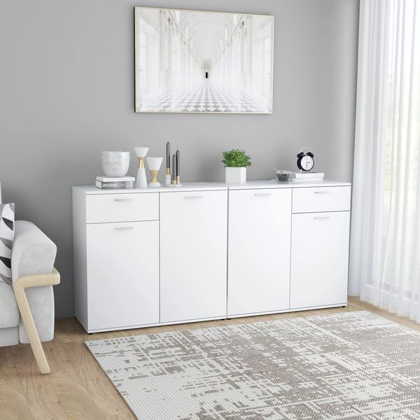 vidaXL Komoda, biela 160x36x75 cm, drevotrieska