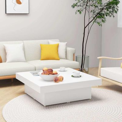 vidaXL Konferenčný stolík, biely 90x90x28 cm, kompozitné drevo